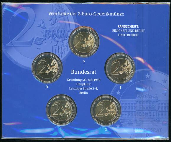 BRD 2019 Bundesrat 5 x 2 Euro