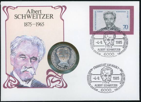 BRD 1975/1985 Numisbrief Albert Schweitzer