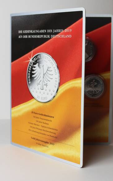 BRD 2019 5 x 20 Euro Jahrgang komplett im Steckfolder