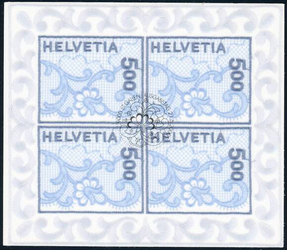 SCHWEIZ 2000 MiNr. 1726 Stickerei-Kleinbogen