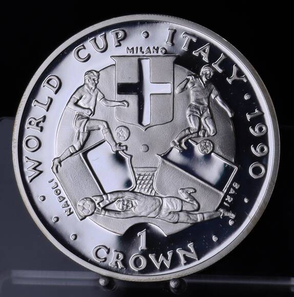 ISLE OF MAN 1 Crown Silber 1990 Fußball-WM 1990 in Italien