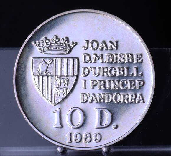 ANDORRA 10 Diners Silber 1989 Fußball-WM 1990 in Italien