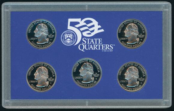 USA 2000 Proof Set 50 State Quarters 5 Münzen