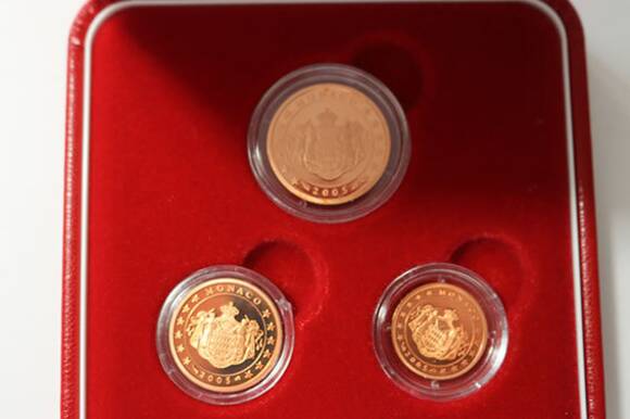 MONACO 2005 Mini-Kursmünzensatz 1, 2 und 5 Cent PP