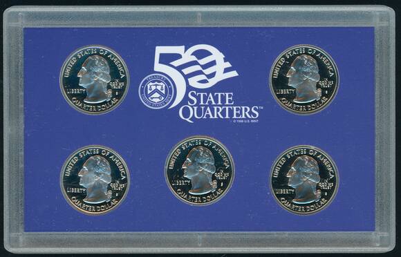 USA 2001 Proof Set 50 State Quarters 5 Münzen