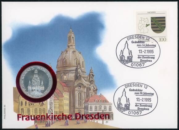 BRD 1995/1995 Numisbrief Frauenkirche Dresden, 50 Jahre Mahnung zu Frieden