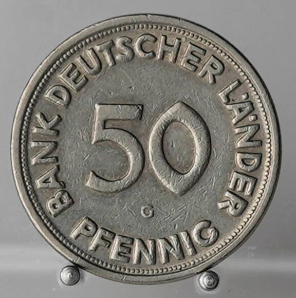 BRD 50 Pfennig 1950 G Bank Deutscher Länder Jaeger 379