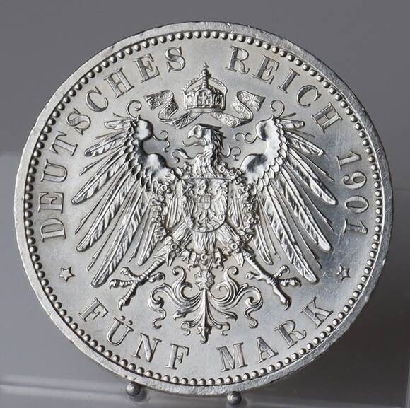 PREUSSEN 5 Mark 1901 (A), 200 Jahre Königreich, Jaeger 106