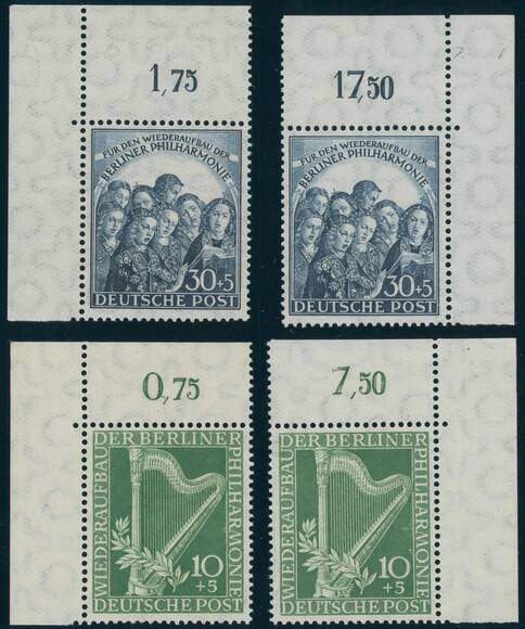 BERLIN 1950 MiNr. 72-73 Bogenecken links oben und rechts oben