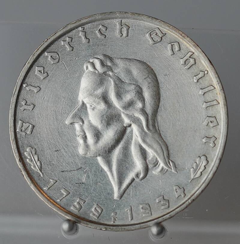 DRITTES REICH 2 Reichsmark, Schiller, 1934 F, Jaeger 358