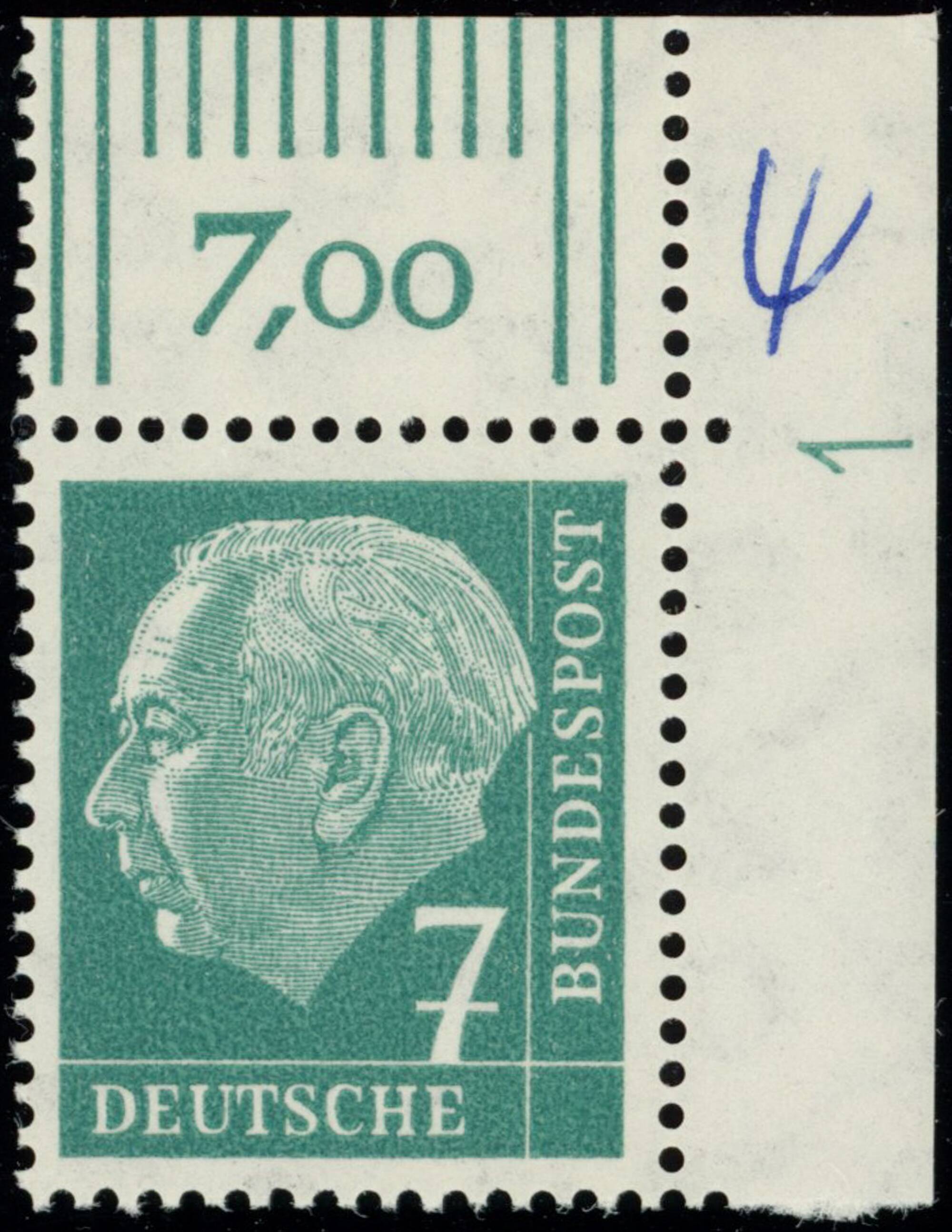 BRD 1954, MiNr. 181 x W DZ Druckerzeichen "1" positiv