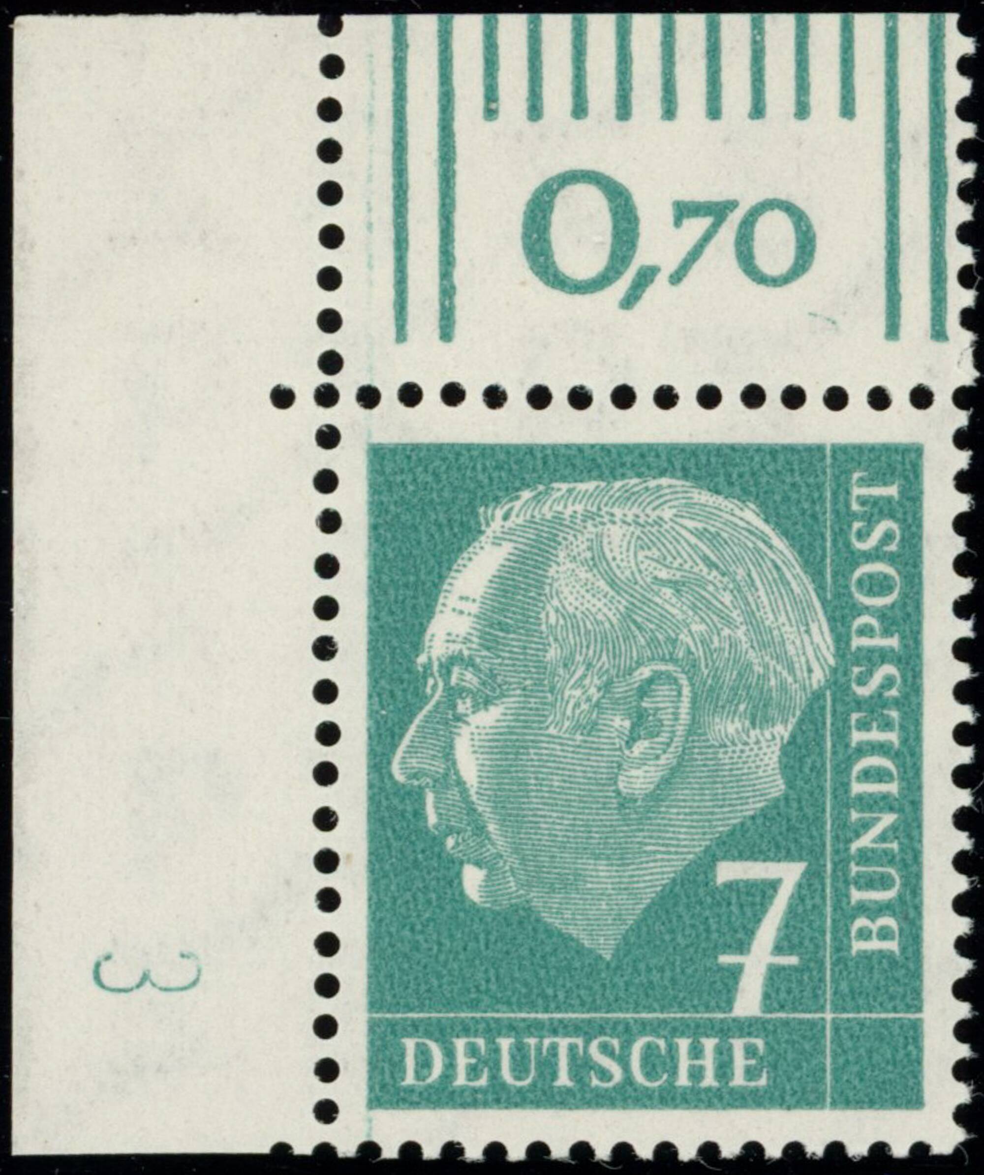 BRD 1954 MiNr. 181 x W DZ Druckerzeichen "3" positiv