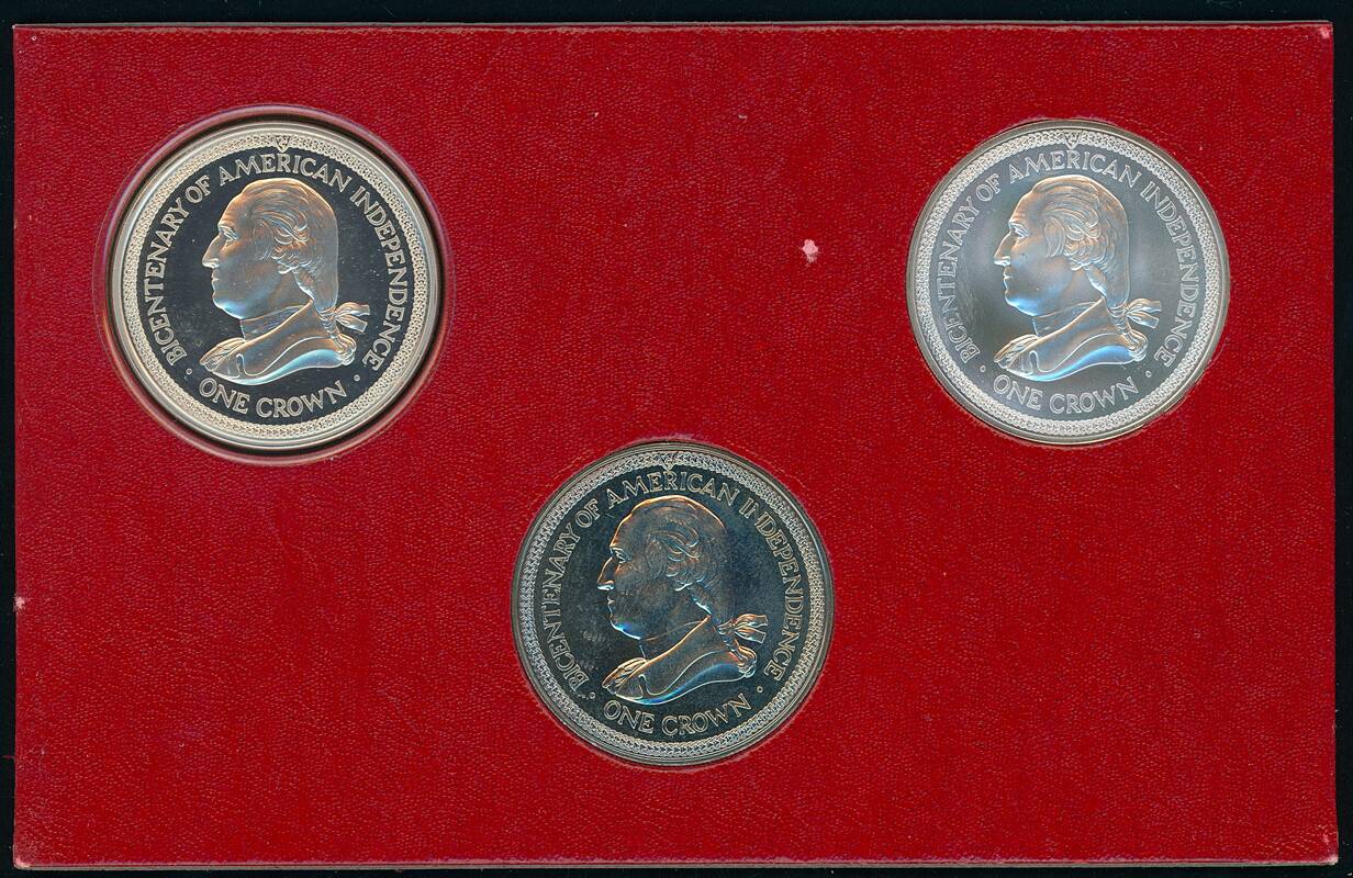 ISLE OF MAN 1976 200 Jahre Unabhängigkeit der USA Set mit 3 x 1 Crown