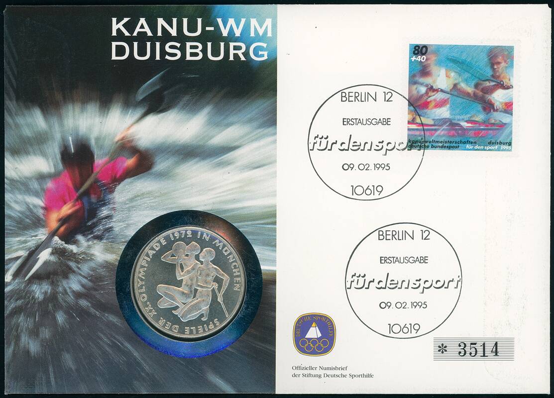 BRD 1972/1995 Numisbrief Kanu-WM Duisburg