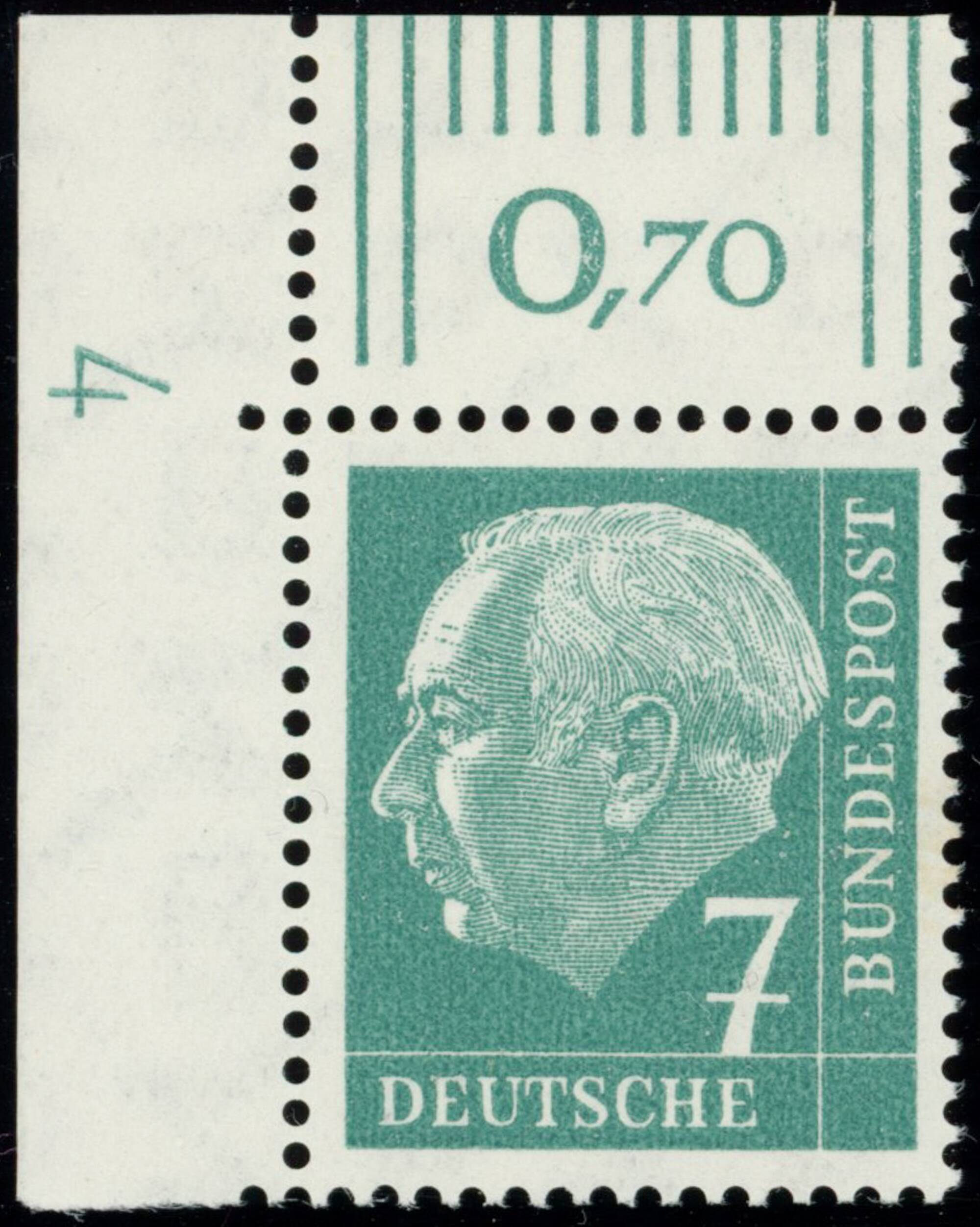 BRD 1954, MiNr.  181 x W DZ Druckerzeichen "4" positiv