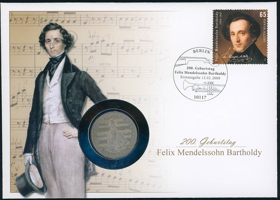 BRD 1984/2009 Numisbrief Felix Mendelssohn Bartholdy