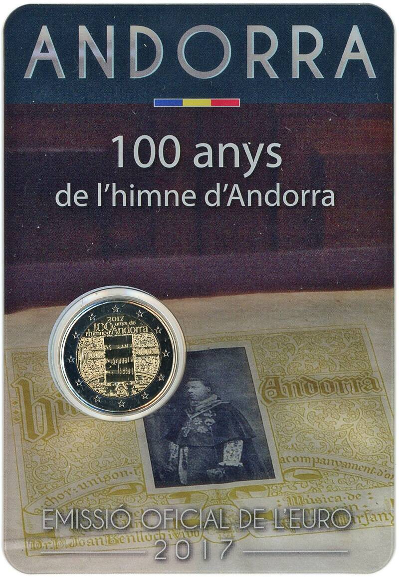 ANDORRA 2017 Coincard 2 Euro Nationalhymne