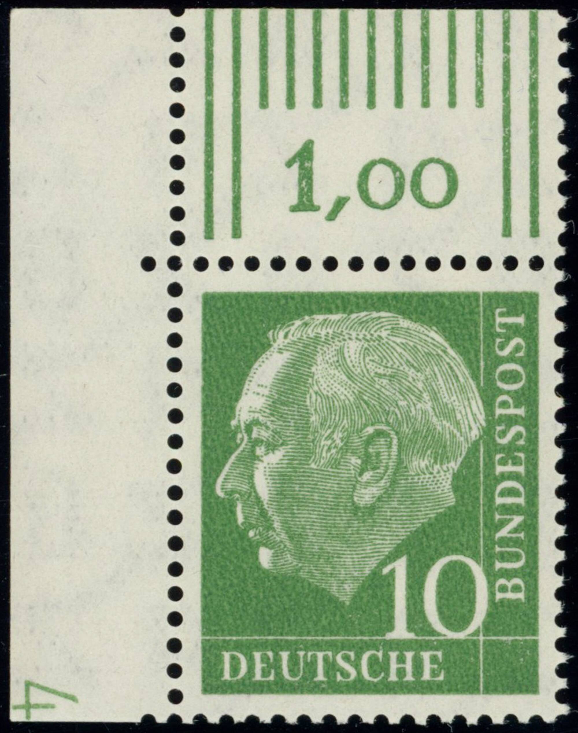 BRD 1954, Heuss I, MiNr. 183 x W DZ Druckerzeichen "4" positiv