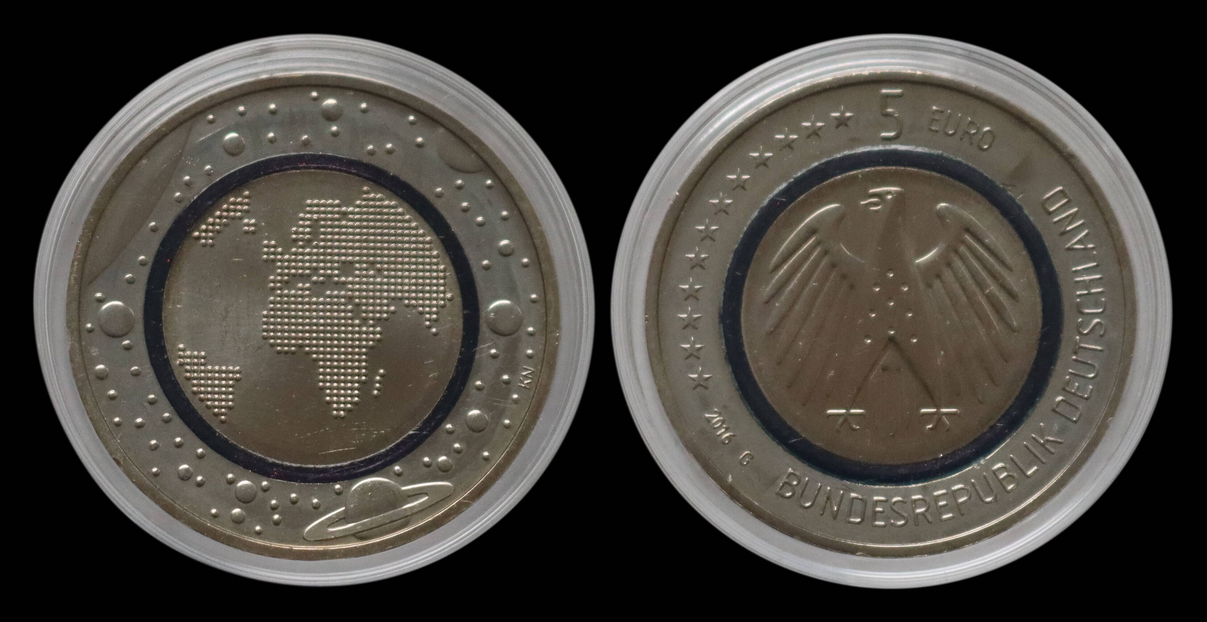 BRD 5 Euro Polymer 2016 D Planet Erde