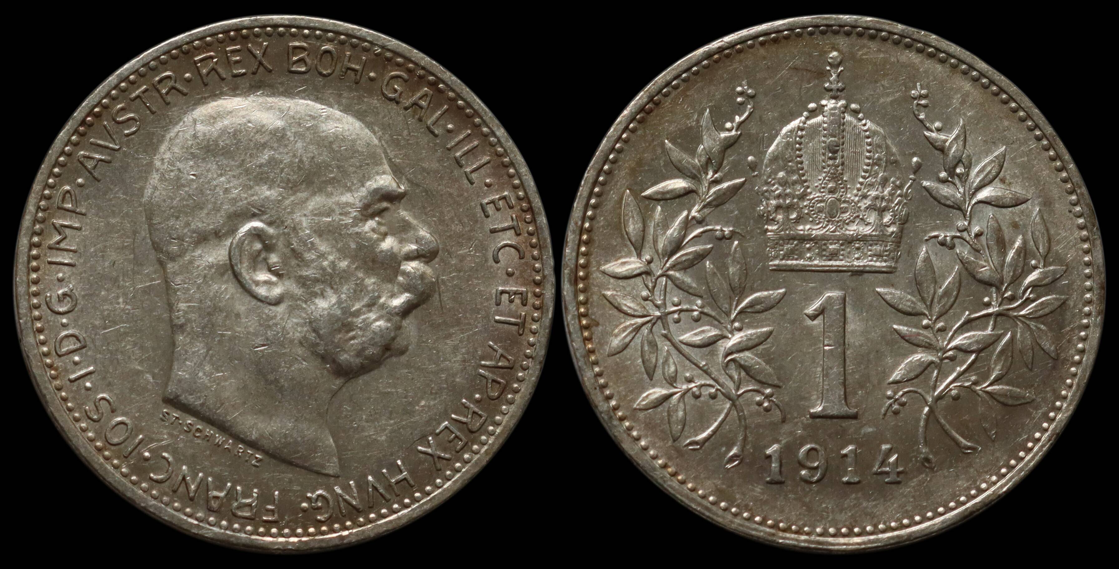 ÖSTERREICH 1 Krone Silber aus 1912-1916