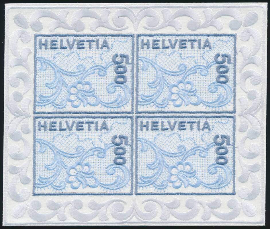 SCHWEIZ 2000 MiNr. 1726 Stickerei-Kleinbogen