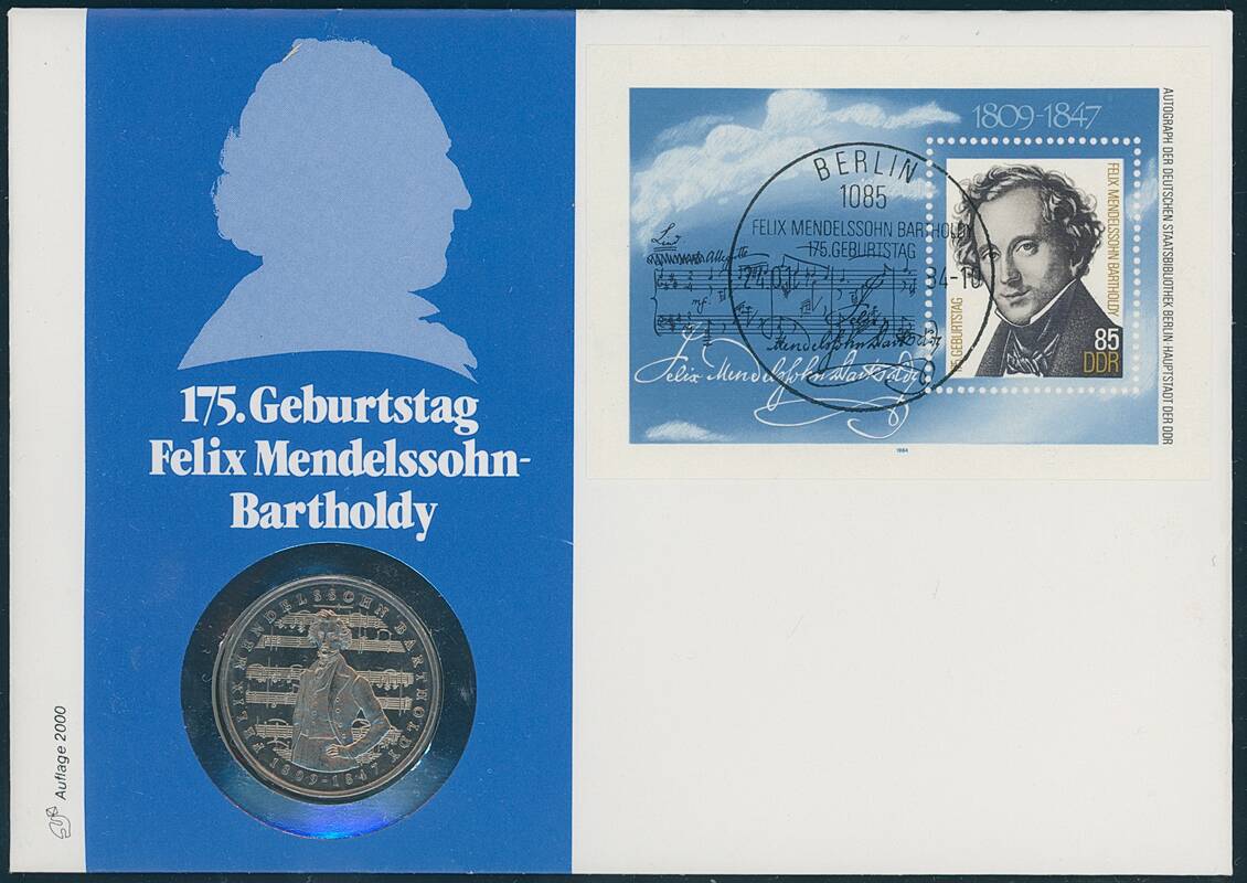 BRD-DDR 1984/1984 Numisbrief 175. Geb. Felix Mendelssohn-Bartholdy