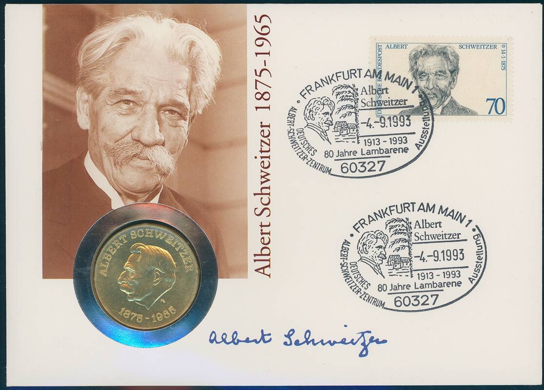 DDR 1975/1993 Numisbrief Albert Schweitzer