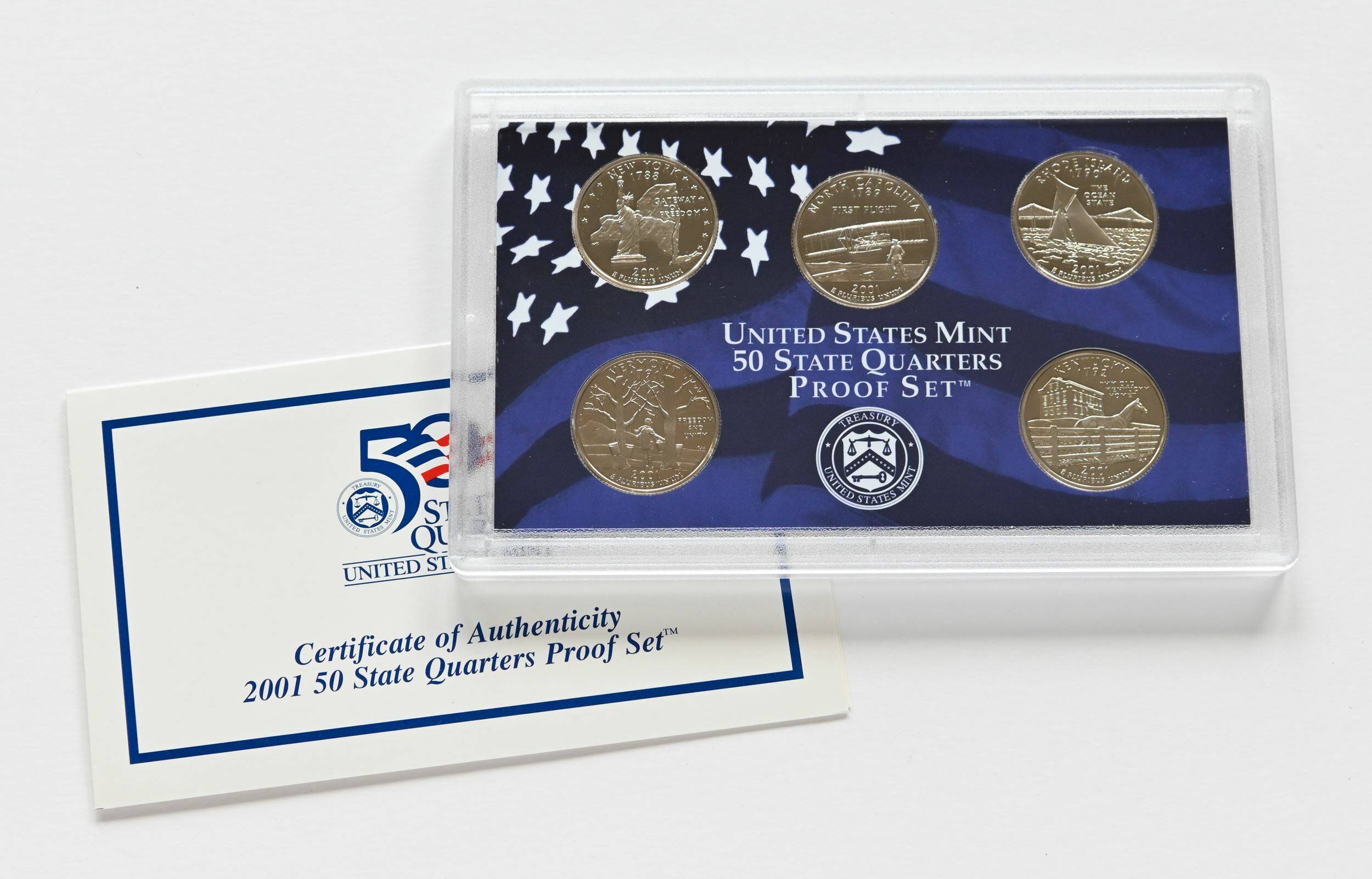 USA 2001 Proof Set 50 State Quarters 5 Münzen