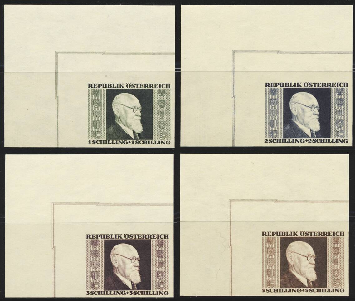 ÖSTERREICH 1946, MiNr. 772-775 B Luxusbogenecken OL