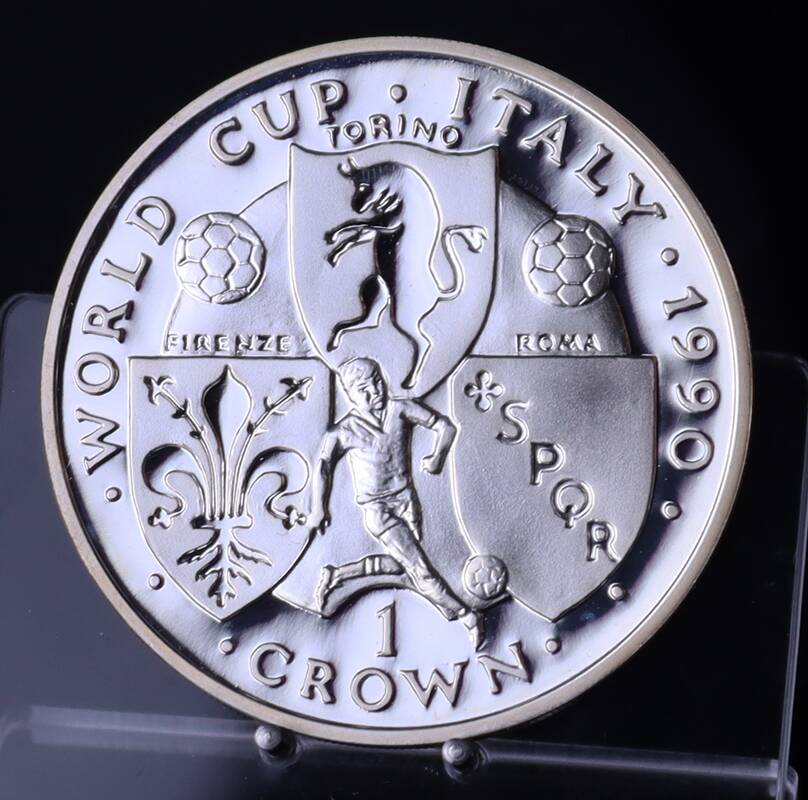 ISLE OF MAN 1 Crown Silber 1990 Fußball-WM 1990 in Italien