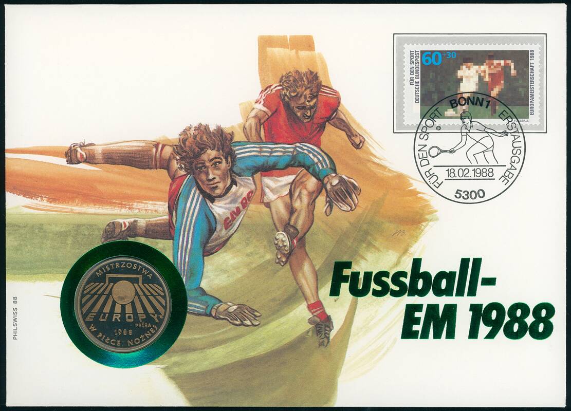 POLEN/BRD 1988/1988 Numisbrief Fußball-EM 1988