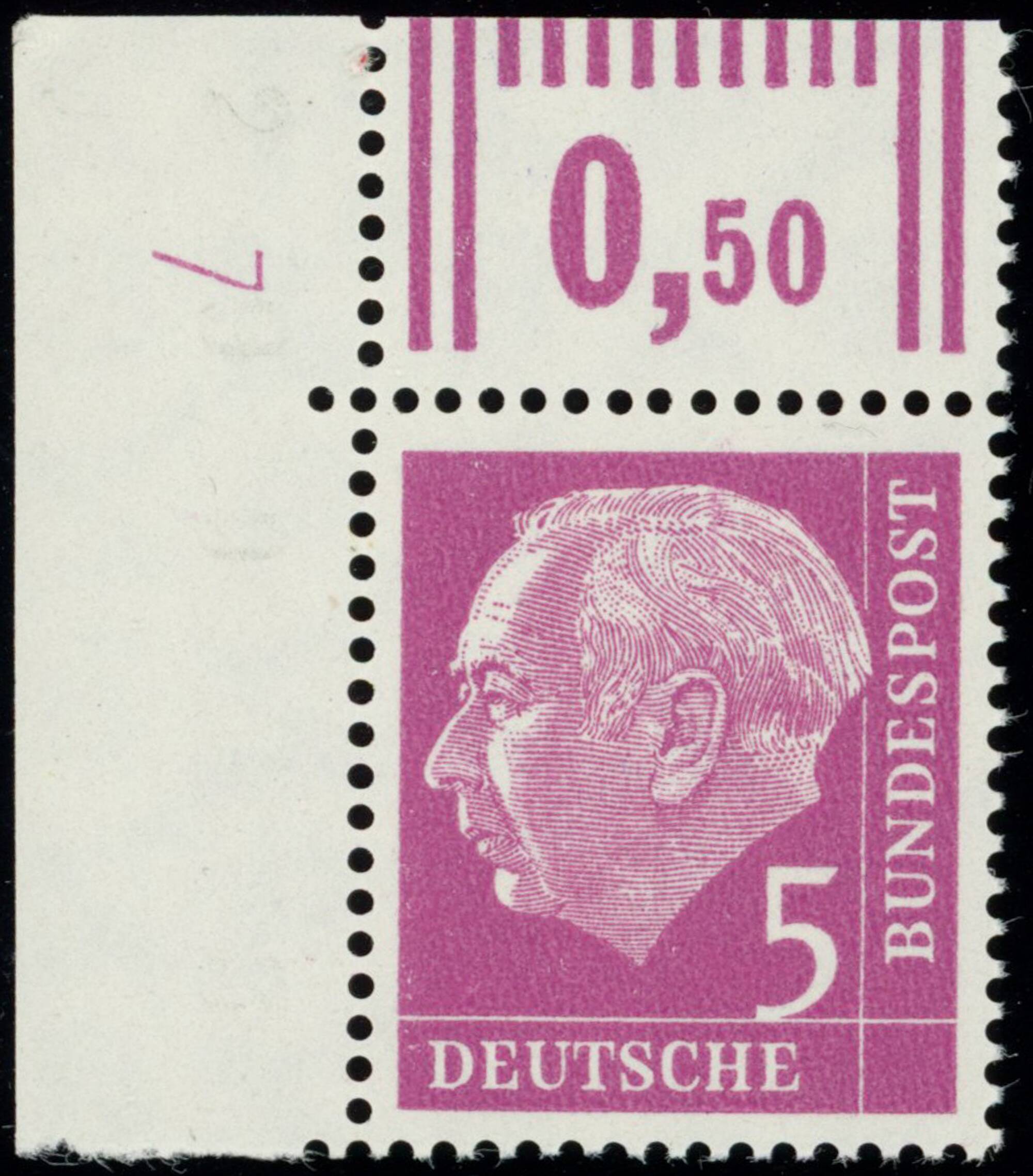 BRD 1954 MiNr. 179 x W DZ Druckerzeichen "7" positiv