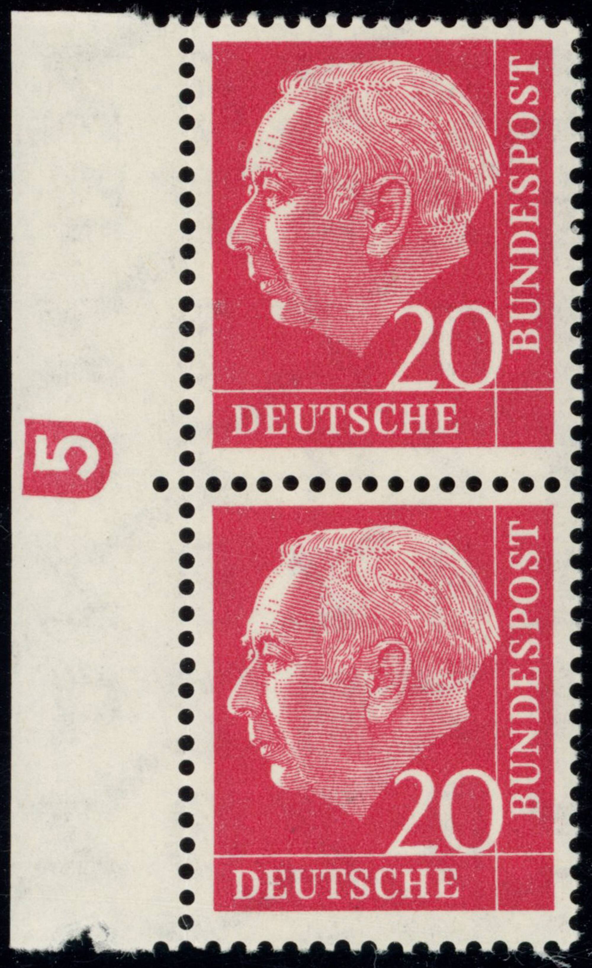 BRD 1954 MiNr. 185 x W DZ Druckerzeichen "5" negativ