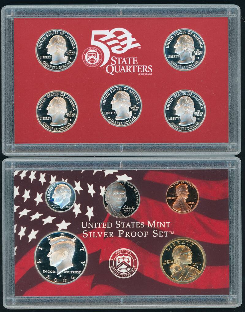 USA 2006 Silver Proof Set 10 Münzen, davon 7 in Silber