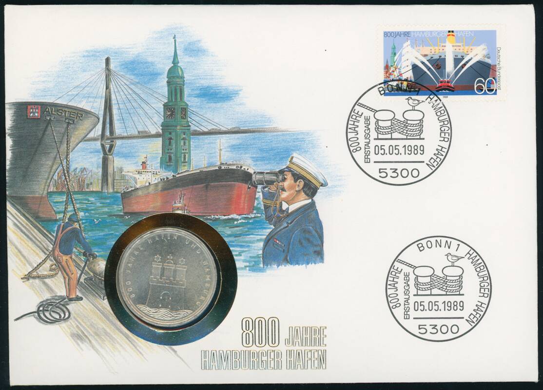 BRD 1989/1989 Numisbrief 800 Jahre Hamburger Hafen