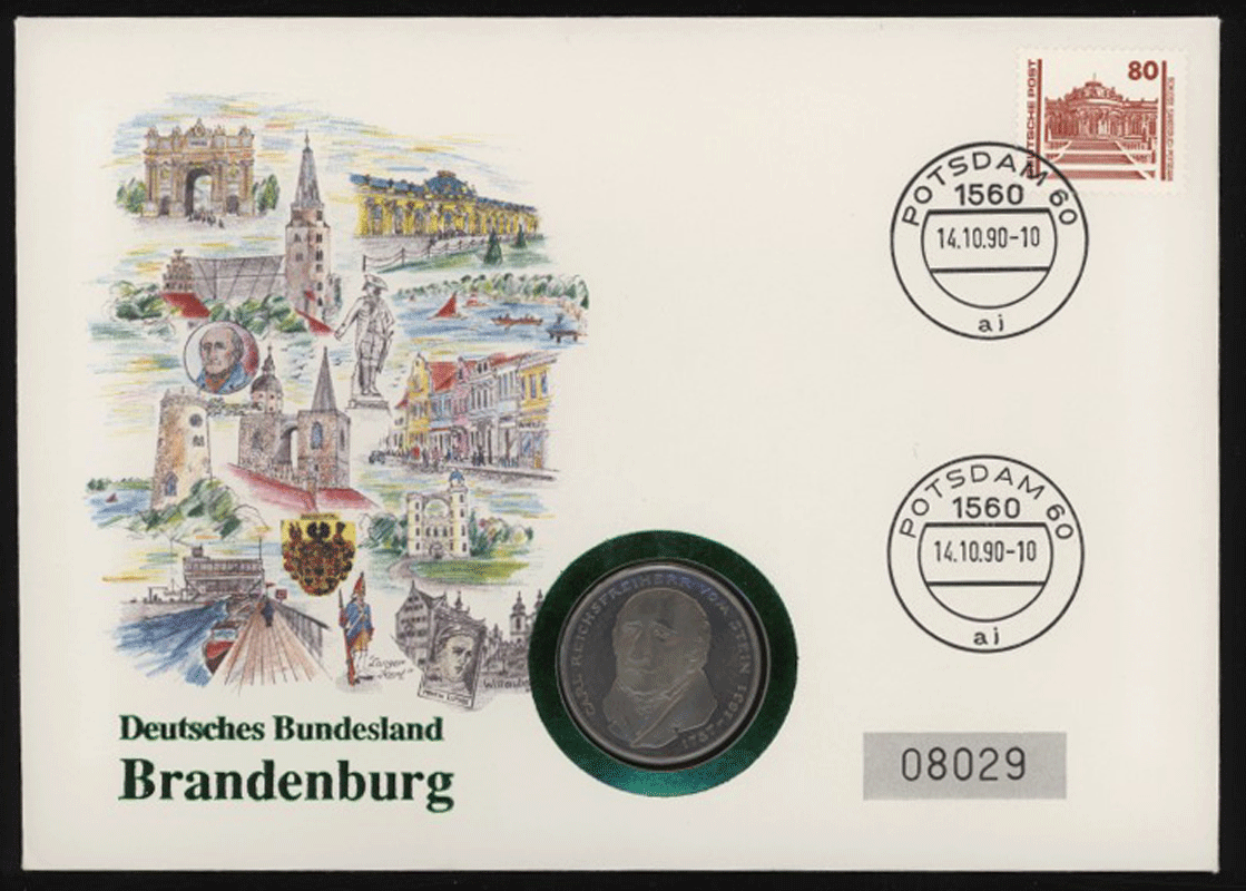 BRD 1981/1990 Numisbrief "Deutsches Bundesland Brandenburg"