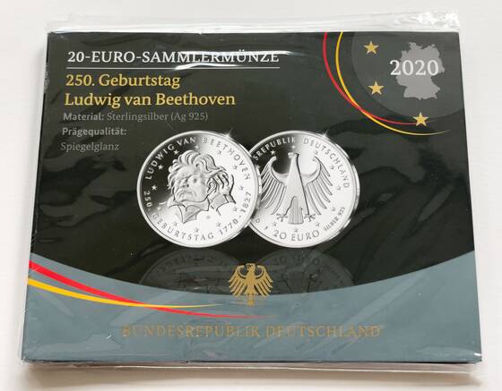 BRD 20 Euro 2020 F 250. Geburtstag Ludwig van Beethoven