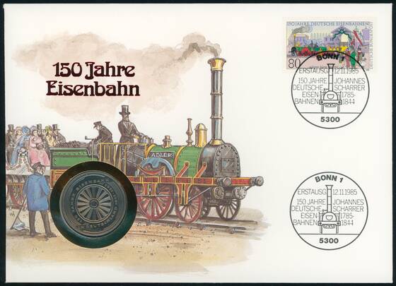 BRD 1985/1985 Numisbrief 150 Jahre Deutsche Eisenbahn