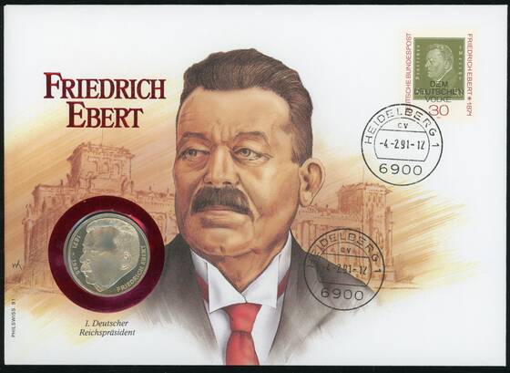 BRD 1975/1991 Numisbrief "Friedrich Ebert, 1. Deutscher Reichspräsident"