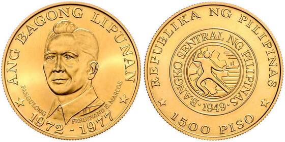 PHILIPPINEN 1500 Piso Gold 1977