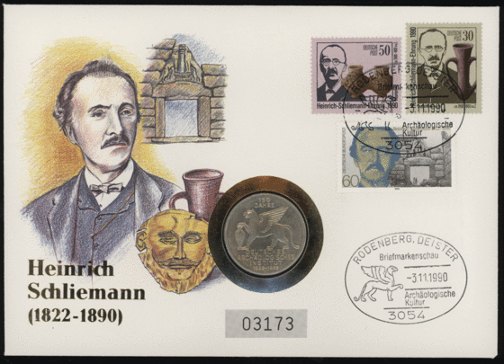 BRD 1979/1991 Numisbrief "Heinrich Schliemann 1822-1890"