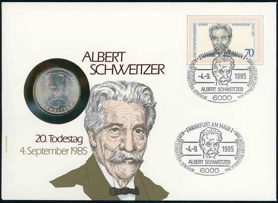 BRD 1975/1985 Numisbrief 20. Todestag Albert Schweitzer