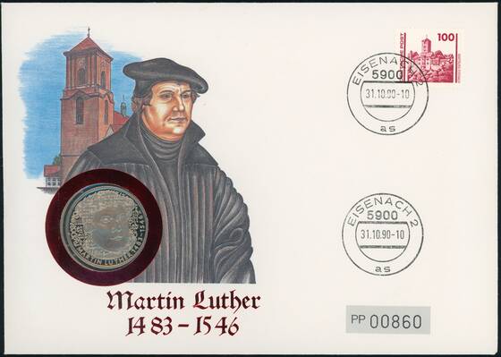 BRD 1983/1990 Numisbrief, Martin Luther 1483-1546