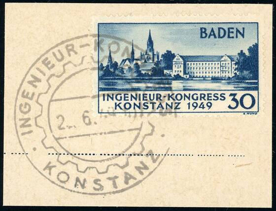 FZ BADEN, MiNr. 46 I, schönes Briefstück mit SST 