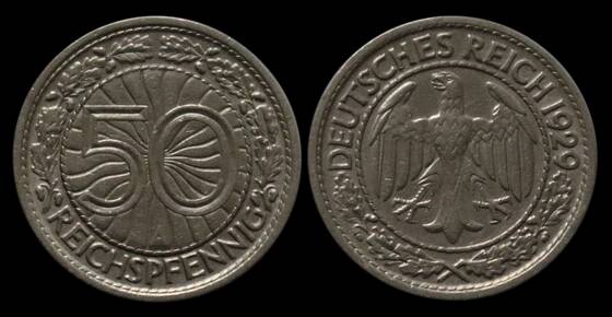 WEIMAR 50 Reichspfennig 1929 A Jaeger 324