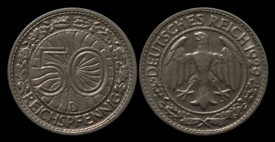 WEIMAR 50 Reichspfennig 1929 D Jaeger 324