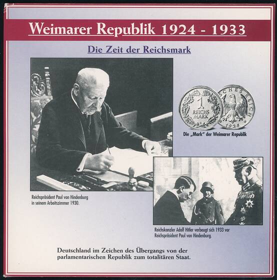 WEIMARER REPUBLIK 1924-1933 Set mit 6 Kursmünzen