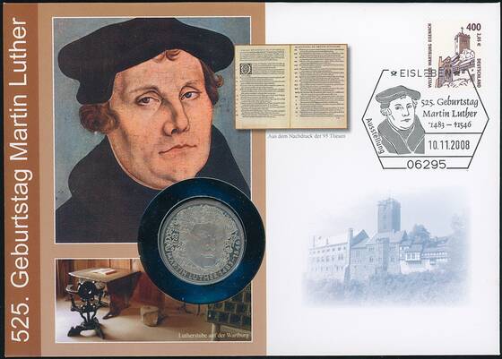 BRD 1983/2008 Numisbrief 525. Geburtstag Martin Luther