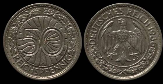 WEIMAR 50 Reichspfennig 1936 A Jaeger 324