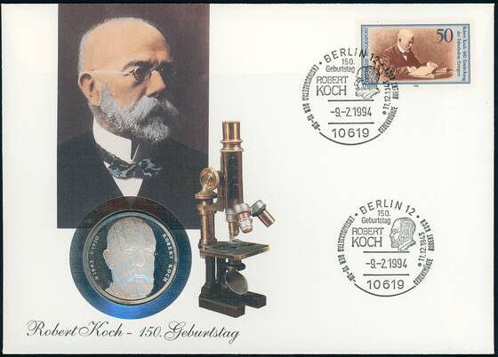 BRD 1983/1994 Numisbrief Robert Koch 150. Geburtstag